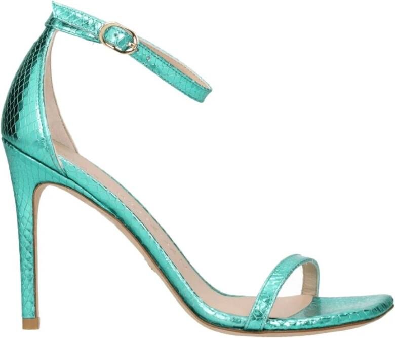Stuart Weitz Groene leren stilettohak sandalen