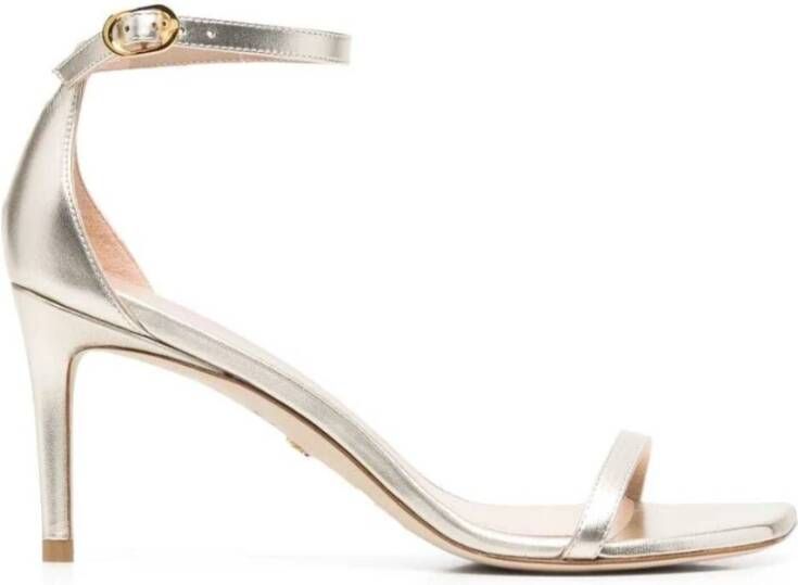 Stuart Weitzman Nudistcurve Liquid Metallic High Heel Sandals