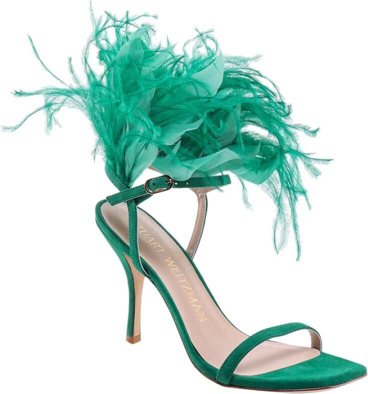 Stuart Weitz Luxe Suède Hoge Hak Sandalen