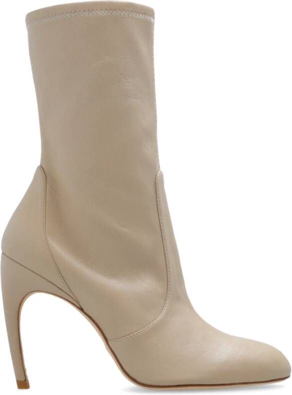 Stuart Weitzman Hoge enkellaarsjes met hak 'Lxecrve' Beige Dames