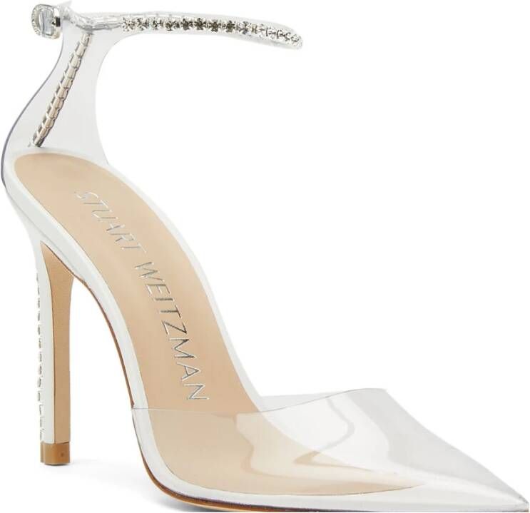 Stuart Weitzman Glam 100 Strap Pump Sandalen White Dames