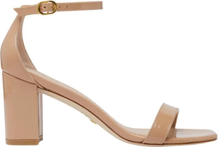 Stuart Weitzman Huid roze lederen nudistcurve sandalen Beige Dames