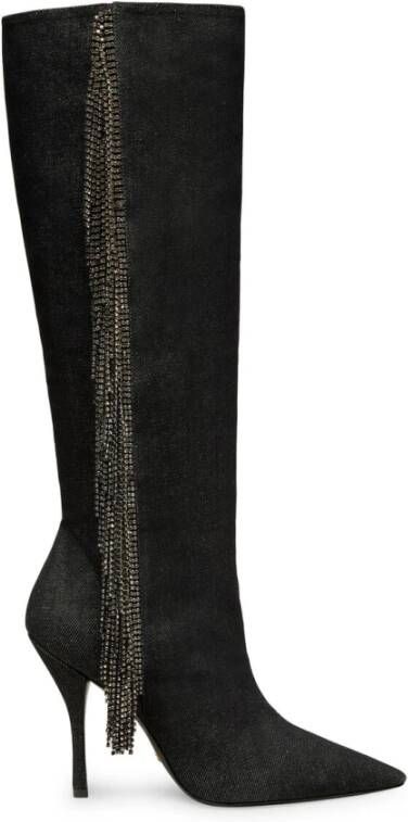 Stuart Weitzman Kristallen Franje Hoge Laarzen Black Dames