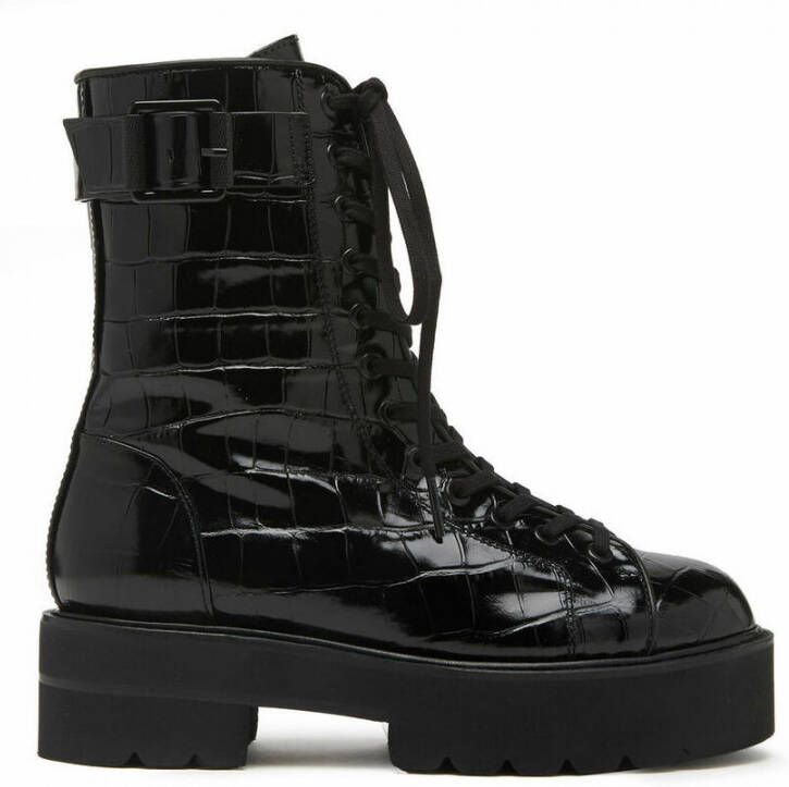 Stuart Weitzman Zwarte Leren Enkellaarsjes Punk Rock