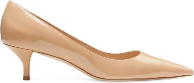 Stuart Weitzman Lakleren Kittenhak Pomp Beige Dames