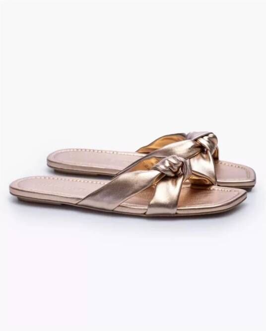 Stuart Weitzman Leren Muiltjes Sandalen met Geknoopte Bandjes Kleur: Brons Maat: 39 Brown Dames