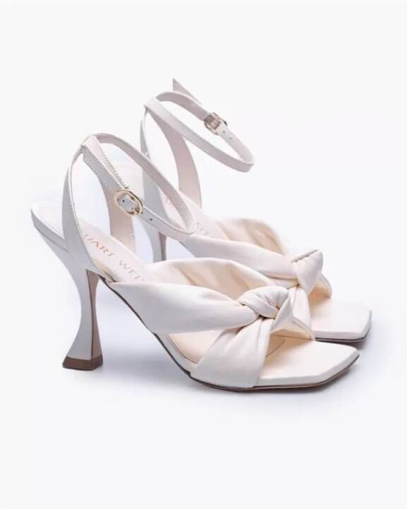 Stuart Weitzman Leren sandalen met hoge hak en geknoopte bandjes Wit 1 2 White Dames