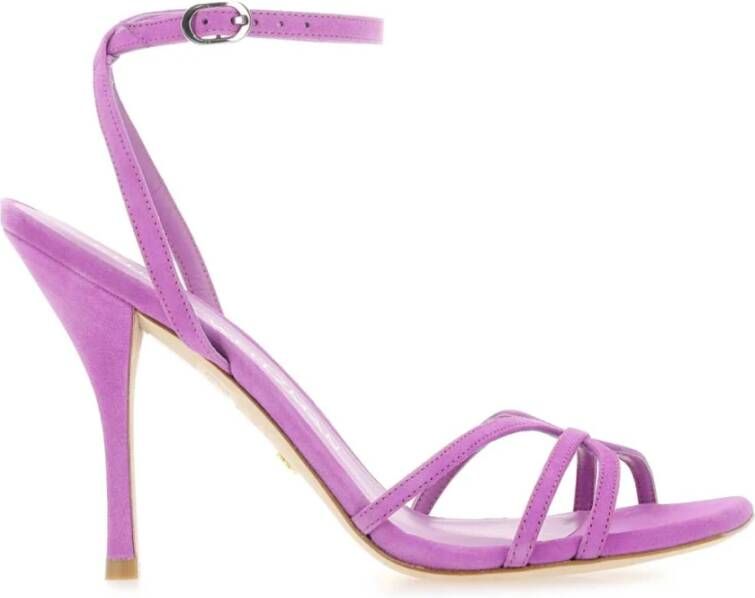 Stuart Weitzman Paarse Suède Sandalen Elegante Stilettohak Purple Dames