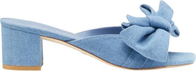 Stuart Weitzman Loveknot Block Slide Mules Blue Dames