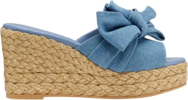 Stuart Weitzman Loveknot Espadrille Sleehak Slide Blue Dames