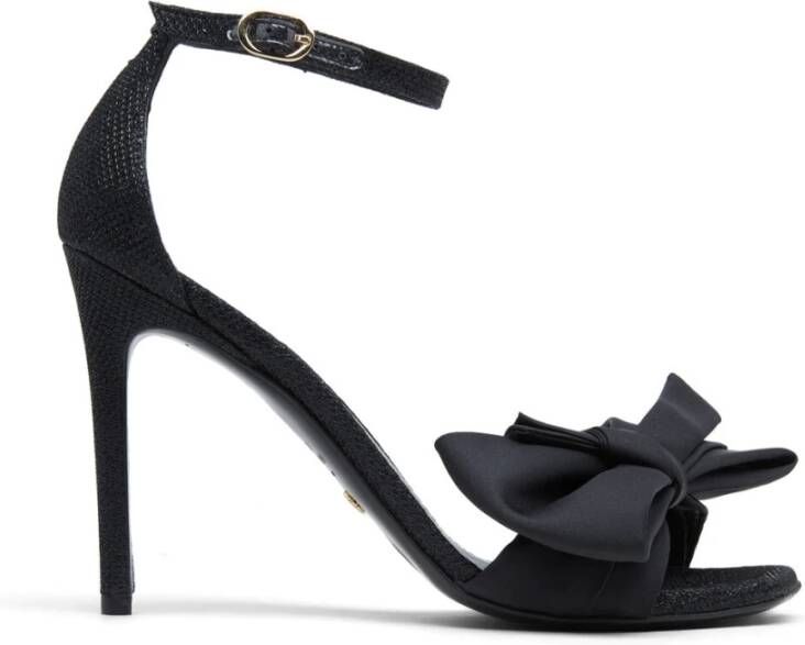 Stuart Weitz Loveknot Sandal Noir Fabric High Heel