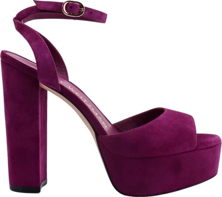 Stuart Weitzman Luxe Suède Hoge Hak Sandalen Purple Dames