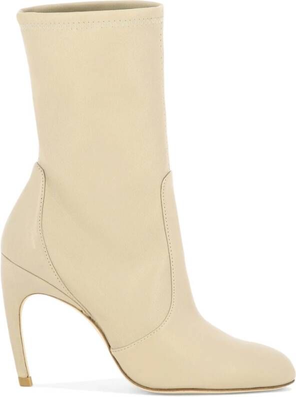 Stuart Weitzman Hoge enkellaarsjes met hak 'Lxecrve' Beige Dames