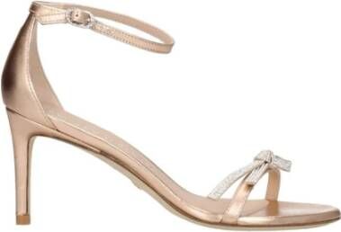 Stuart Weitz Metallic Leren Mid Heel Sandalen