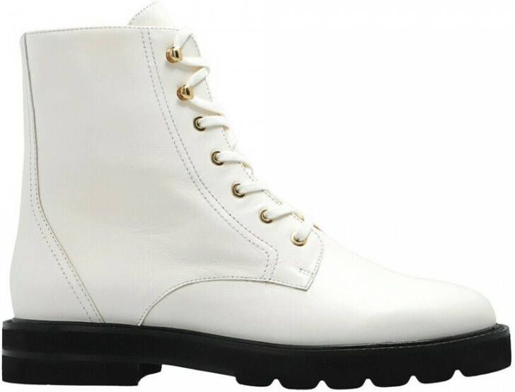 Stuart Weitzman Witte Leren Enkellaarzen Street Style