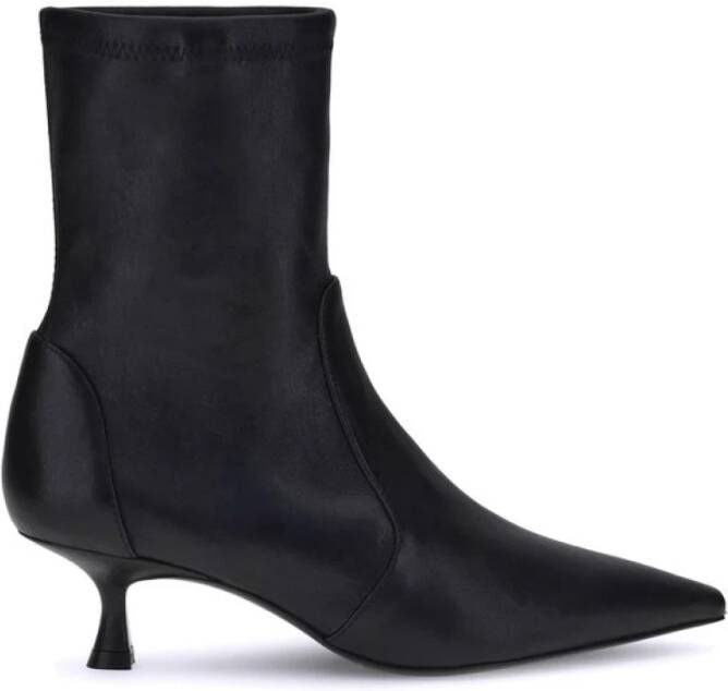 Stuart Weitz Zwarte Leren Kitten Heel Laarzen