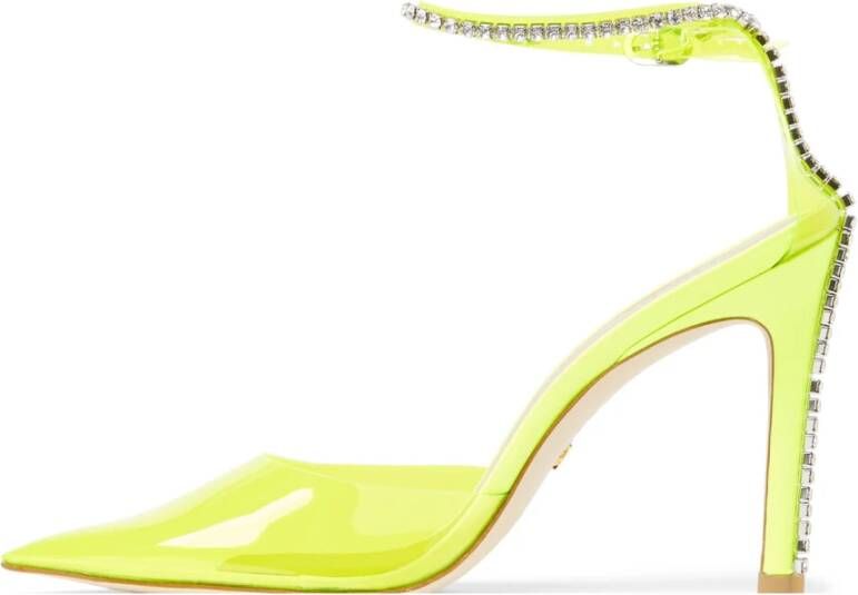 Stuart Weitzman Neon Gele Kristal Ketting Pumps Yellow Dames