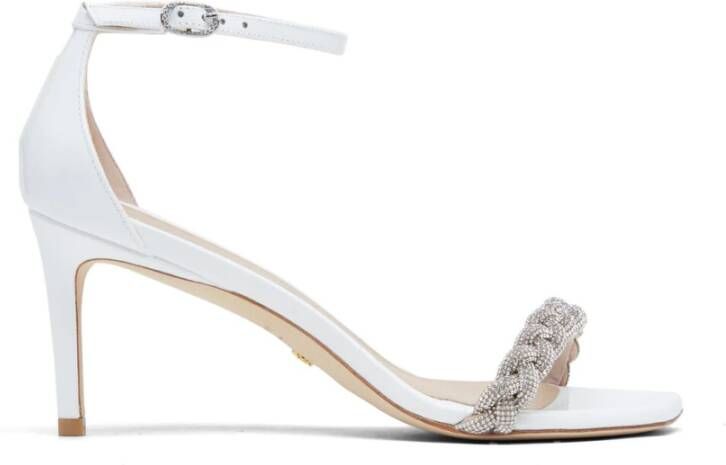 Stuart Weitzman Nudistcurve 75 Highshine Sandal Wit Dames