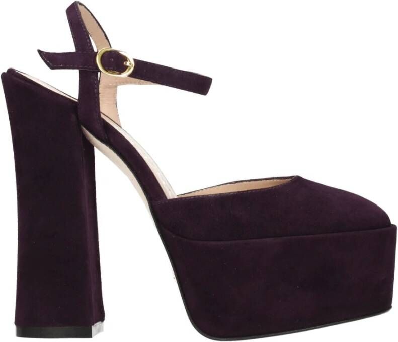 Stuart Weitz Paarse Leren Plateau Sandalen