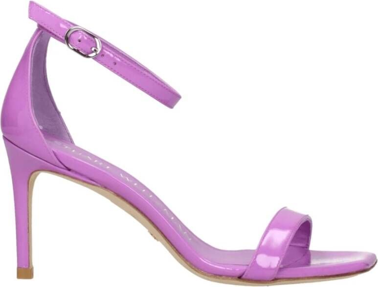 Stuart Weitzman Paarse leren stiletto hak sandalen