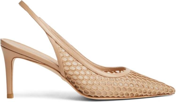 Stuart Weitzman Beige Leren Sandaal Stijlvolle Middelhakken