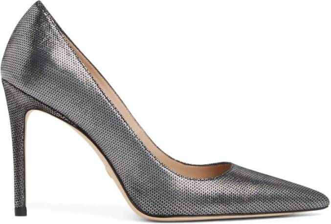 Stuart Weitzman Razor-Sharp Gelakte Suède Pumps Gray Dames