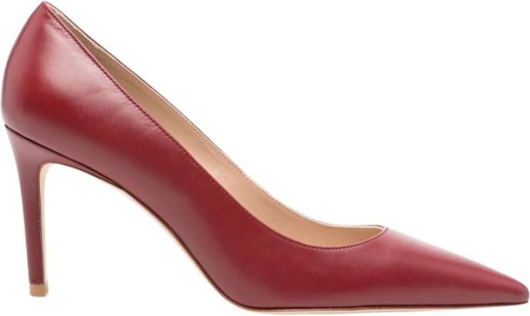 Stuart Weitzman Rode Hak Pumps Glad Leer Puntige Neus Stiletto Red Dames