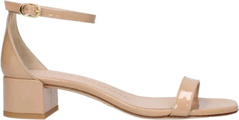Stuart Weitz Roze Leren Platte Sandalen