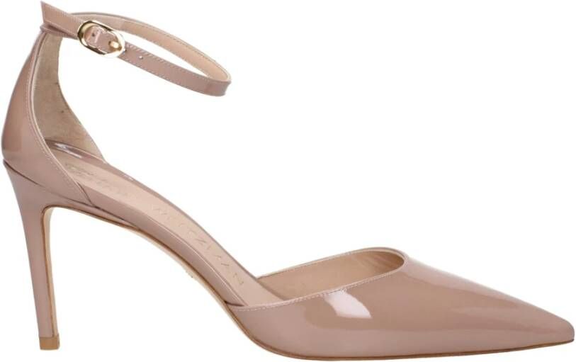 Stuart Weitzman Roze leren sandaal met middelhoge hak