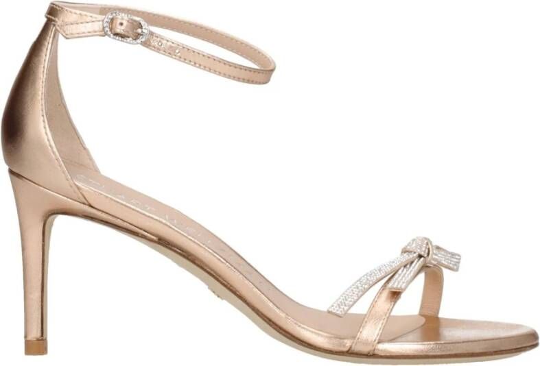 Stuart Weitz Roze Leren Stiletto Hakken Sandalen