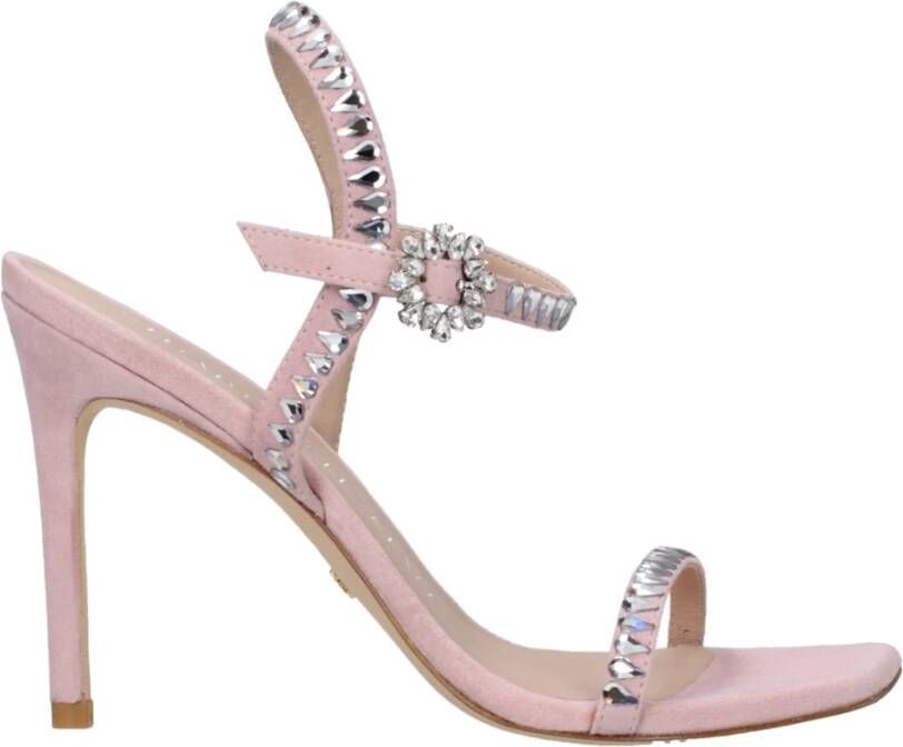 Stuart Weitz Roze leren stilettohak sandalen