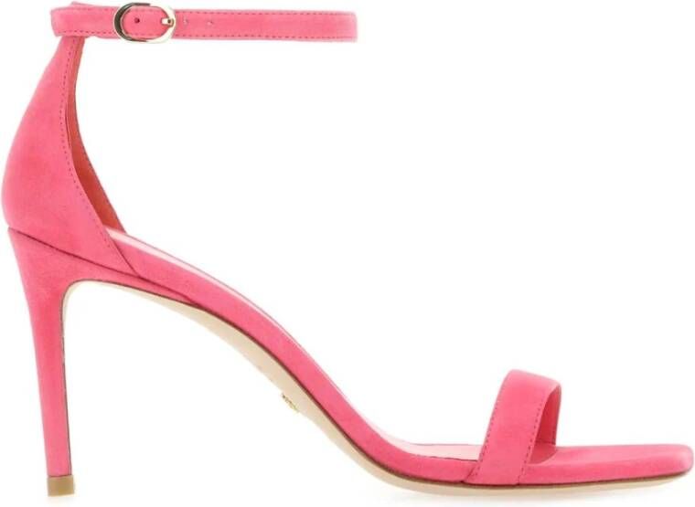 Stuart Weitzman Roze Suède Nunakedcurve 85 Sandalen Pink Dames