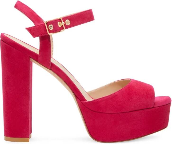 Stuart Weitzman Diamanten Gesp Plateau Sandaal Pink Dames