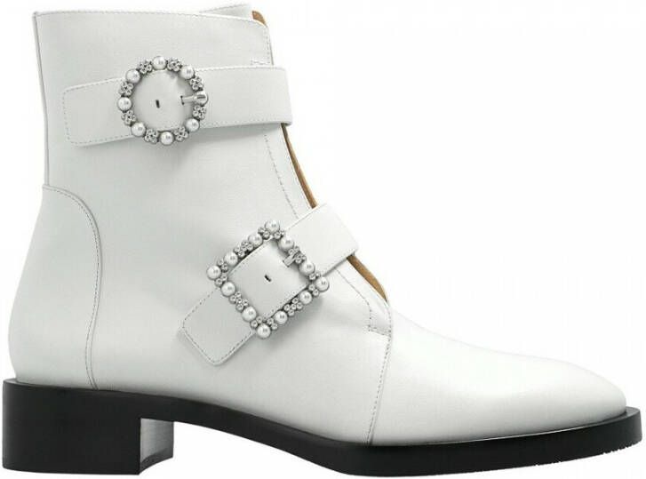 Stuart Weitzman Ryder Pearl Geo Gesp Laarzen White Dames