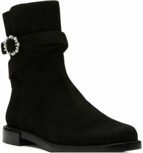 Stuart Weitzman Ryder Pearl Buckle Belted Bootie Zwart Dames