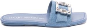Stuart Weitzman `Saint Tropez` Flat Slides Blauw Dames