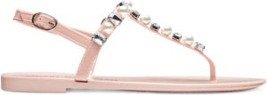 Stuart Weitzman Sandalen Goldie Crystal Jelly Sandal in poeder roze