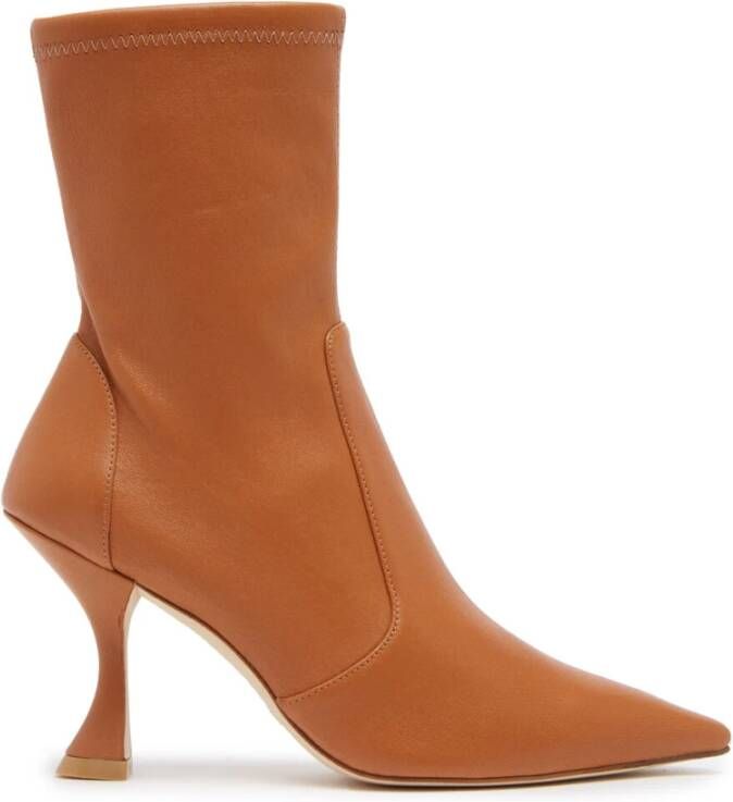 Stuart Weitzman Xcurve 85 Sock Bootie Brown Dames