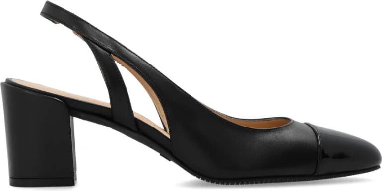 Stuart Weitzman Zwarte leren sandalen met uitsparingen
