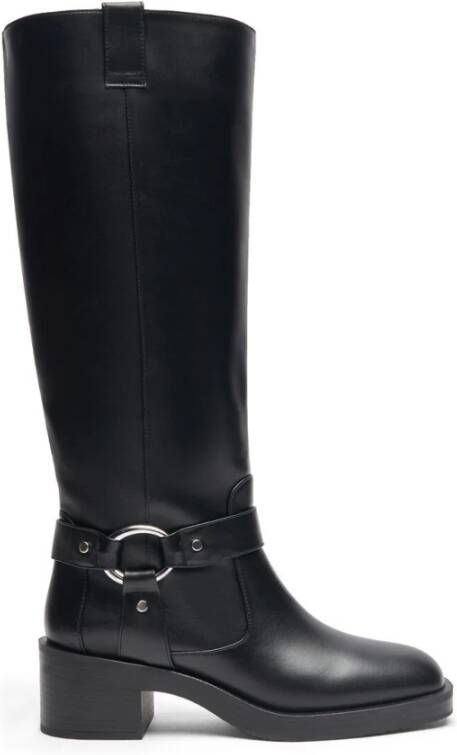Stuart Weitzman Stoere Moto-geïnspireerde Kniehoge Laars Black Dames