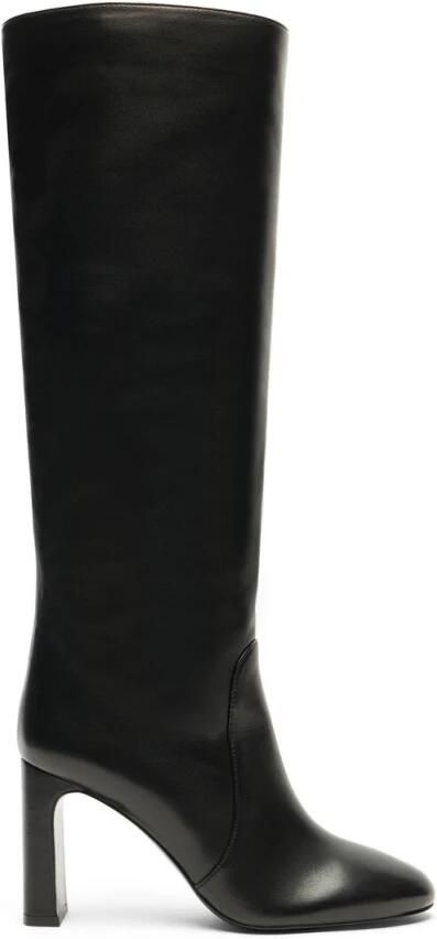 Stuart Weitzman Zwarte Leren Dameslaarzen Ronde Neus