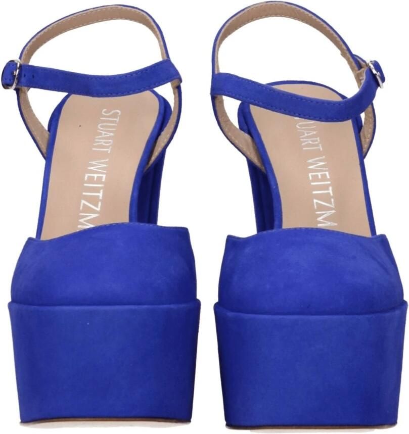 Stuart Weitz Blauwe Leren Plateau Sandalen - Foto 2