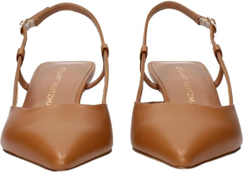 Stuart Weitz Bruin Leren Mid Heel Pumps