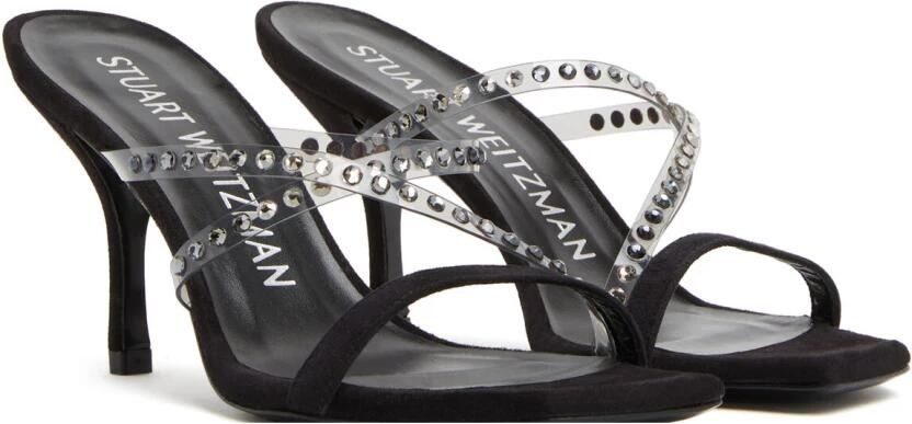 Stuart Weitzman Kristal Slide Hak Muiltje Black Dames