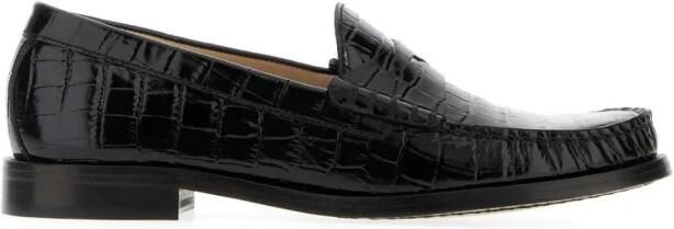 Stuart Weitz Embossed Leather Square-Toe Loafers