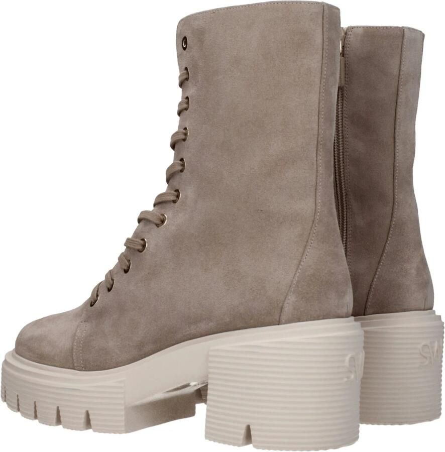 Stuart Weitz Beige Leren Enkellaarzen Vintage Stijl