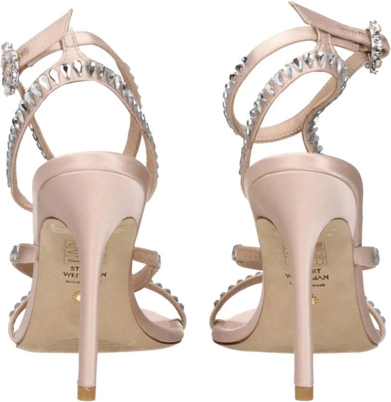 Stuart Weitz Roze Satijnen Strass Sandaal