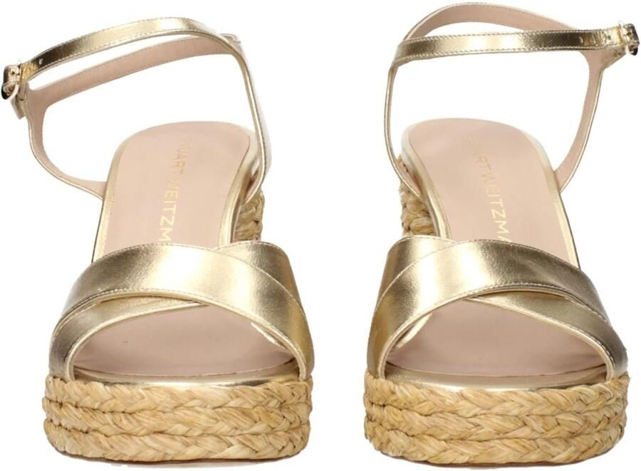 Stuart Weitz Gouden Leren Plateau Sandalen