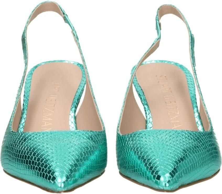 Stuart Weitz Groene leren sandaal Stijlvolle Slangenprint