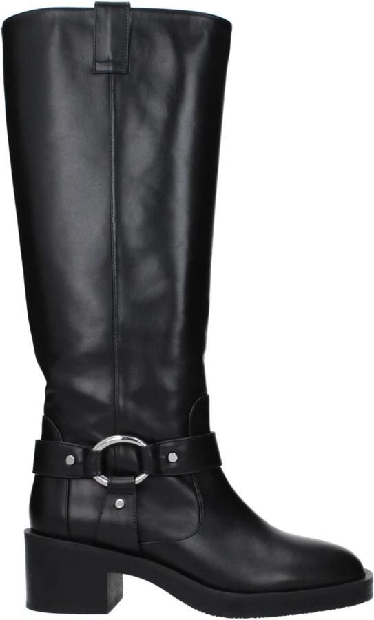 Stuart Weitzman Stoere Moto-geïnspireerde Kniehoge Laars Black Dames